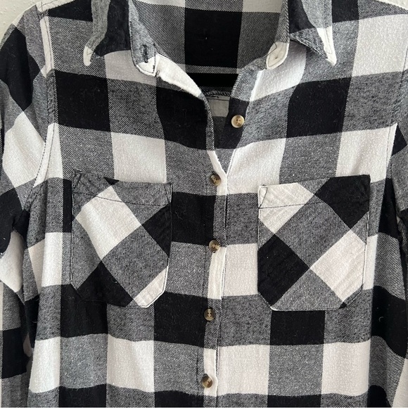 Ambiance Button Down Black and White Buffalo Plaid Shirt - Picture 2 of 4